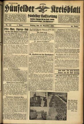 Erste Ausgabe vom Freitag, den 16. Dezember 1938.