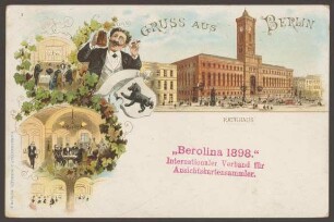 Ansichtskarte Berliner Rathaus und Gaststätte