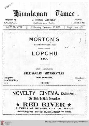 No. XVIII (17 December 1950)