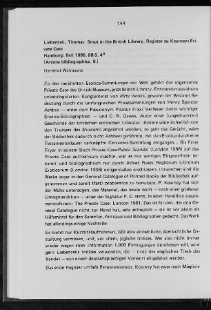 Liebenzell, Thomas: Smut in the British Library.