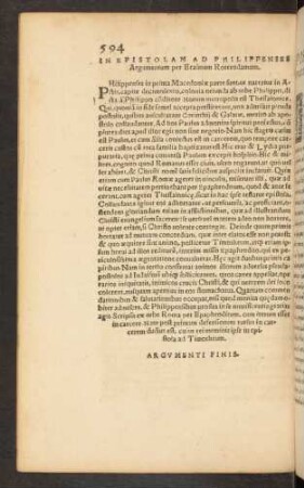 In Epistolam Ad Philippenses Argumentum ...