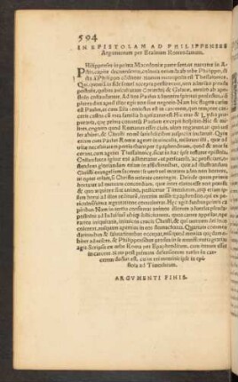 In Epistolam Ad Philippenses Argumentum ...