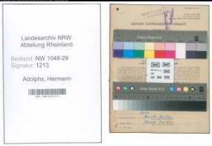 Entnazifizierung Hermann Adolphs , geb. 27.10.1896 (Beamter)