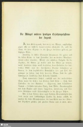 Die Mängel unseres heutigen Erziehungssystems der Jugend