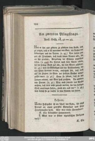 Am zweyten Pfingsttage. Apost. Gesch. 10, 42-48.