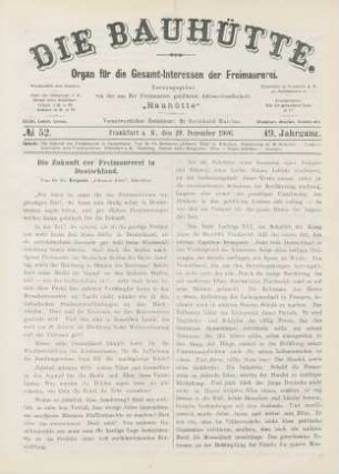 No. 52. Frankfurt a. M., den 29. Dezember 1906. 49. Jahrgang.