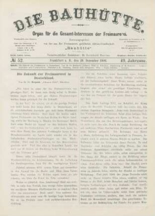 No. 52. Frankfurt a. M., den 29. Dezember 1906. 49. Jahrgang.