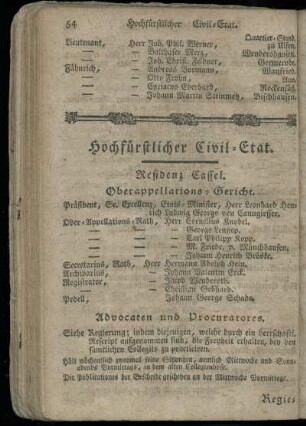 Hochfuerstlicher Civil-Etat