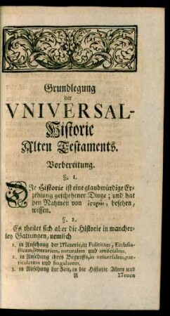 Grundlegung der Universal-Historie Alten Testaments