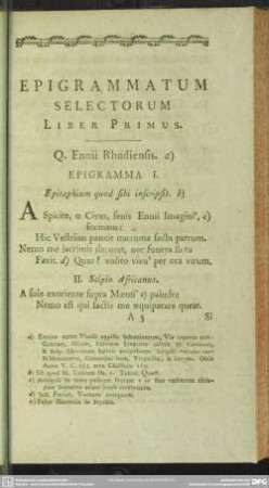 Epigrammatum Selectorum Liber Primus