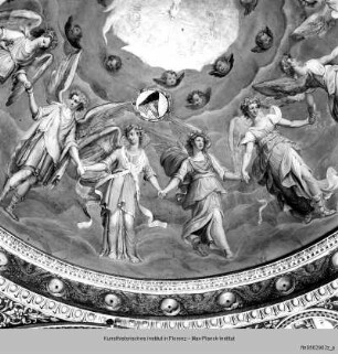 Freskendekoration mit Engelreigen, Evangelisten und Szenen der Genesis : Kuppelfresken mit Engelreigen