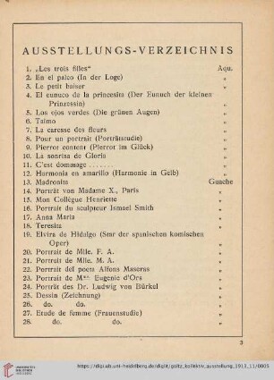 Ausstellungs-Verzeichnis (Nr. 1-56)