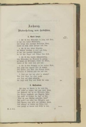 Anhang. Wiederholung von Gedichten