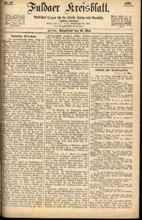 Erste Ausgabe vom Samstag, den 15. Mai 1880.