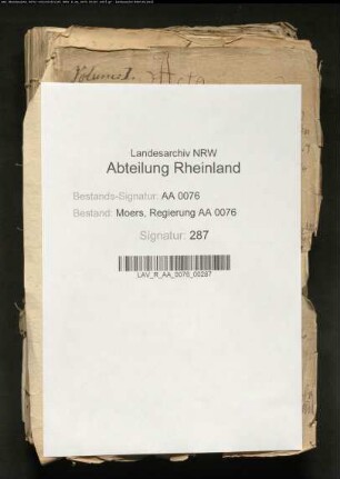 Kirchen-, Armen- und Schulklassen-Rendant für die Stadt Moers und dessen Kaution