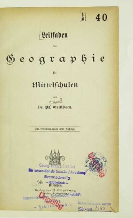 Leitfaden der Geographie für Mittelschulen