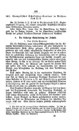 Evangelisches Schullehrer-Seminar in Reichenbach O. / L. : [IV. Seminarien, Bildung der Lehrer und deren persönliche Verhältnisse]