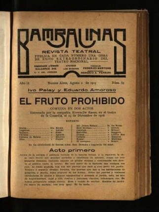 El fruto prohibido : comedia en dos actos