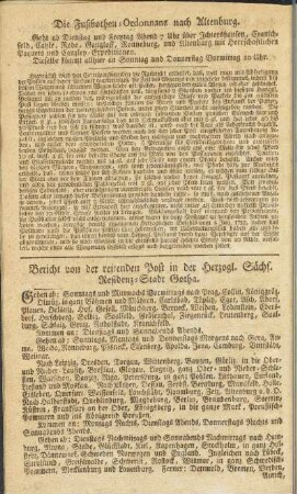 Bericht von der reitenden Post in der herzogl. Sächs. Residenz-Stadt Gotha.