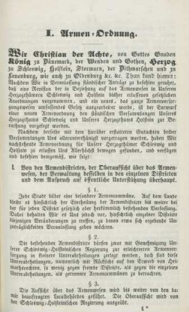 I. Armen-Ordnung.
