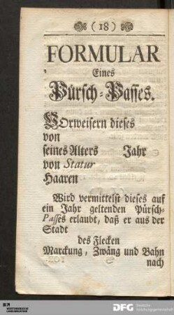 Formular eines Pürsch-Passes.