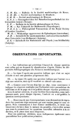 Observation importantes.