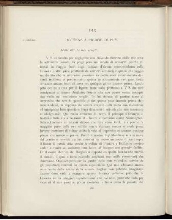 DIX. Rubens à Pierre Dupuy. Anvers, 19 juillet 1627