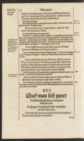 XVI. Daß man sich guter Nachbarschafft gegen einander befleissigen soll.