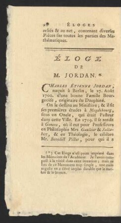 Éloge De M. Jordan