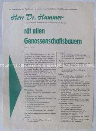 Informationsblatt mit Hinweisen zur Tierernährung