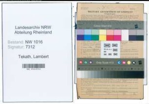 Entnazifizierung Lambert Tekath , geb. 24.01.1895 (Buerogehilfe)
