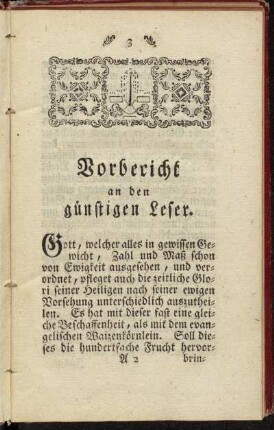 Vorbericht an den günstigen Leser.