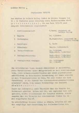 Studienjahr 1972/73