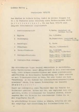 Studienjahr 1972/73