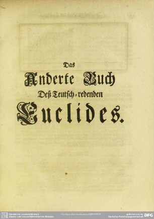 Das Anderte Buch Deß Teutsch-redenden Euclides