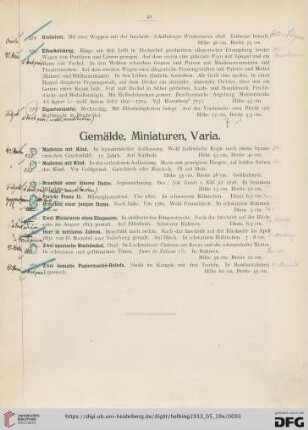 Gemälde, Miniaturen, Varia (Nr. 577-585)