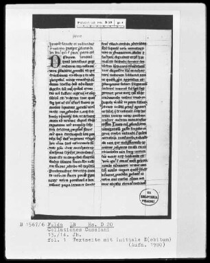 Collationes Cassiani — Initiale D(ebitum), Folio 1recto