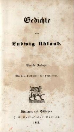 Gedichte : Mit dem Bildnisse des Verfassers