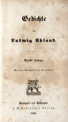 Gedichte : Mit dem Bildnisse des Verfassers