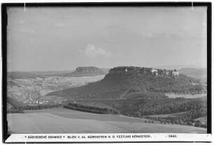 Sächsische Schweiz Blick vom Kleinen Bärenstein nach der Festung Königstein