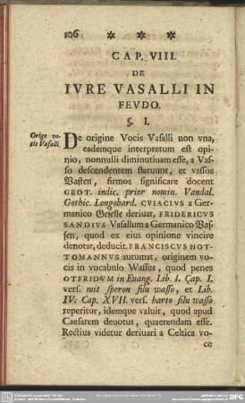 Cap. VIII. De Iure Vasalli In Feudo