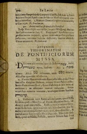 Appendix Theorematum De Pontificorum Missa.