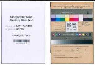 Entnazifizierung Hans Juentgen , geb. 03.08.1913 (Fahrer)