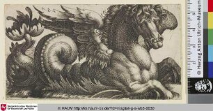 [Geflügeltes Seeungeheuer mit Pferdekopf nach rechts]