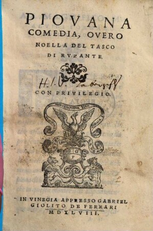 Piovana : Comedia, overo Noella del rasco di Ruzante