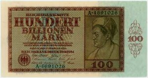 Geldschein, 100 Billionen Mark, 15.2.1924