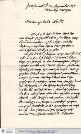 Brief vom 18.12.1898