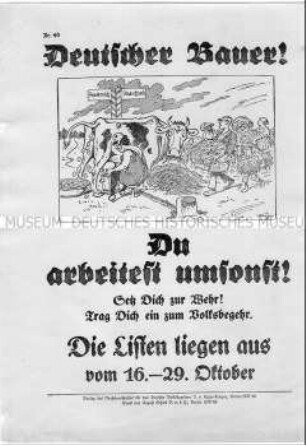 Illustriertes Flugblatt für das Volksbegehren gegen den Young-Plan