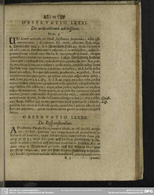 Observatio LXXI. De articulorum admissione