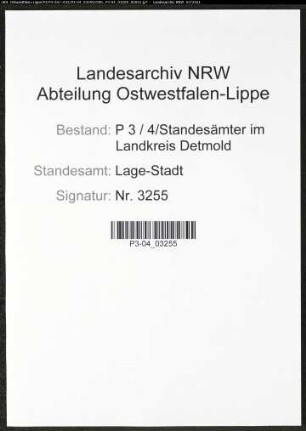 Heiratsregister Standesamt Lage-Stadt